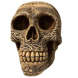 EBROS Norse Viking Skull Figurine 7" Length Fantasy Sculpture
